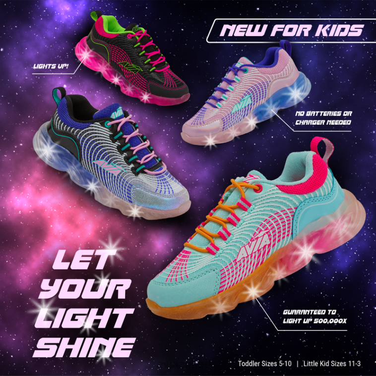 Avi-Ignite Girl Avia Light Pink/Teal Green 0LZJN105 Light Up Sneakers