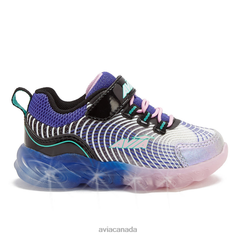 Toddler Avi-Ignite Girl Avia White/Dark Purple 0LZJN107 Light Up Sneakers
