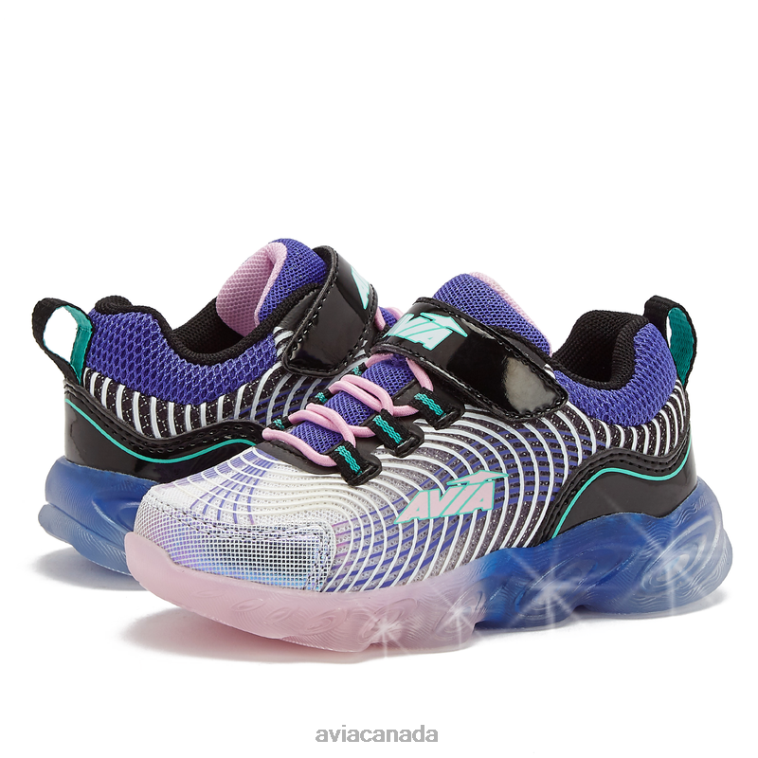 Toddler Avi-Ignite Girl Avia White/Dark Purple 0LZJN107 Light Up Sneakers