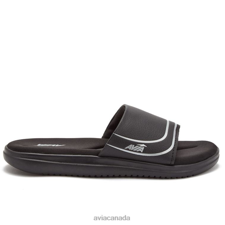Avi-Memory Foam Slides Women Avia Black/Silver Grey 0LZJN44 Slides