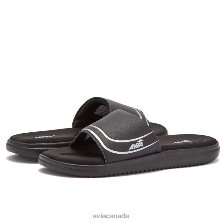 Avi-Memory Foam Slides Women Avia Black/Silver Grey 0LZJN44 Slides