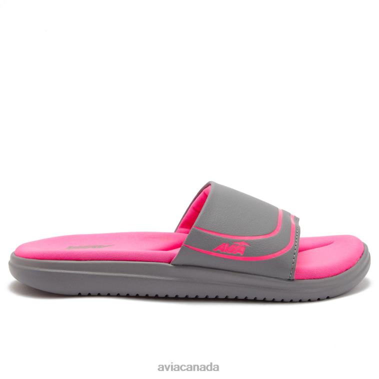 Avi-Memory Foam Slides Women Avia Medium Grey/Dark Pink 0LZJN45 Slides