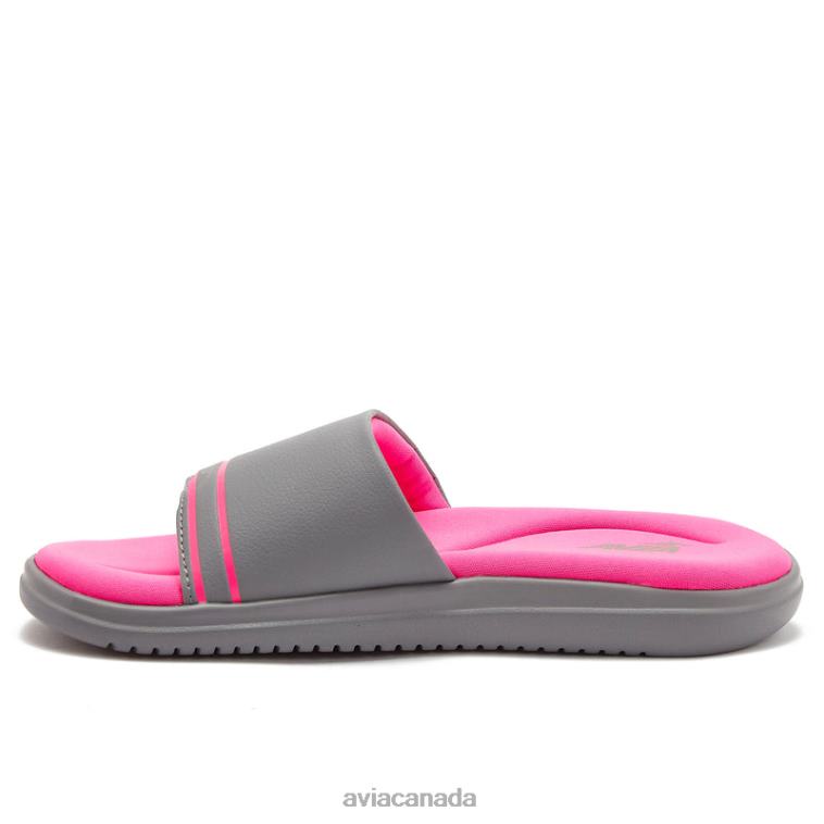 Avi-Memory Foam Slides Women Avia Medium Grey/Dark Pink 0LZJN45 Slides