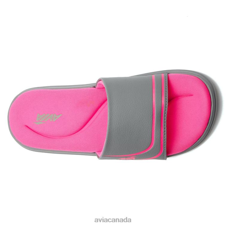 Avi-Memory Foam Slides Women Avia Medium Grey/Dark Pink 0LZJN45 Slides