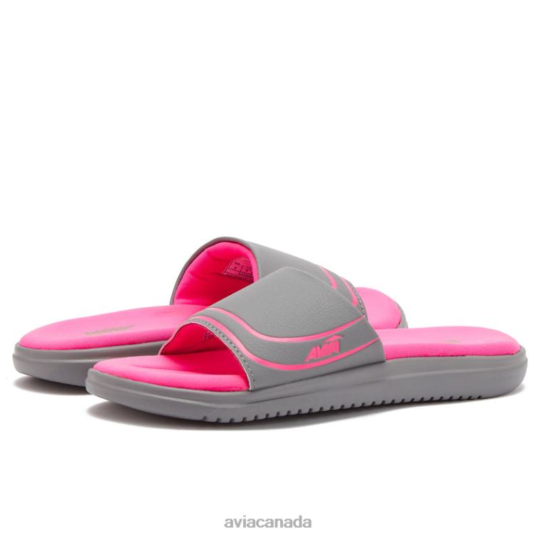 Avi-Memory Foam Slides Women Avia Medium Grey/Dark Pink 0LZJN45 Slides