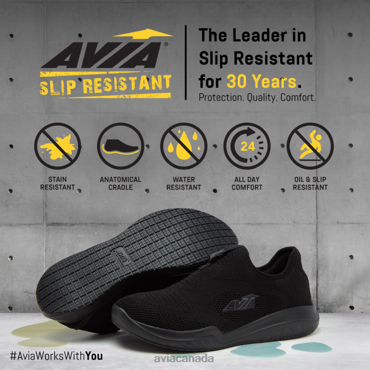 Avi-Breeze Knit SR Women Avia Black/Dark Grey 0LZJN43 Slip Resistant